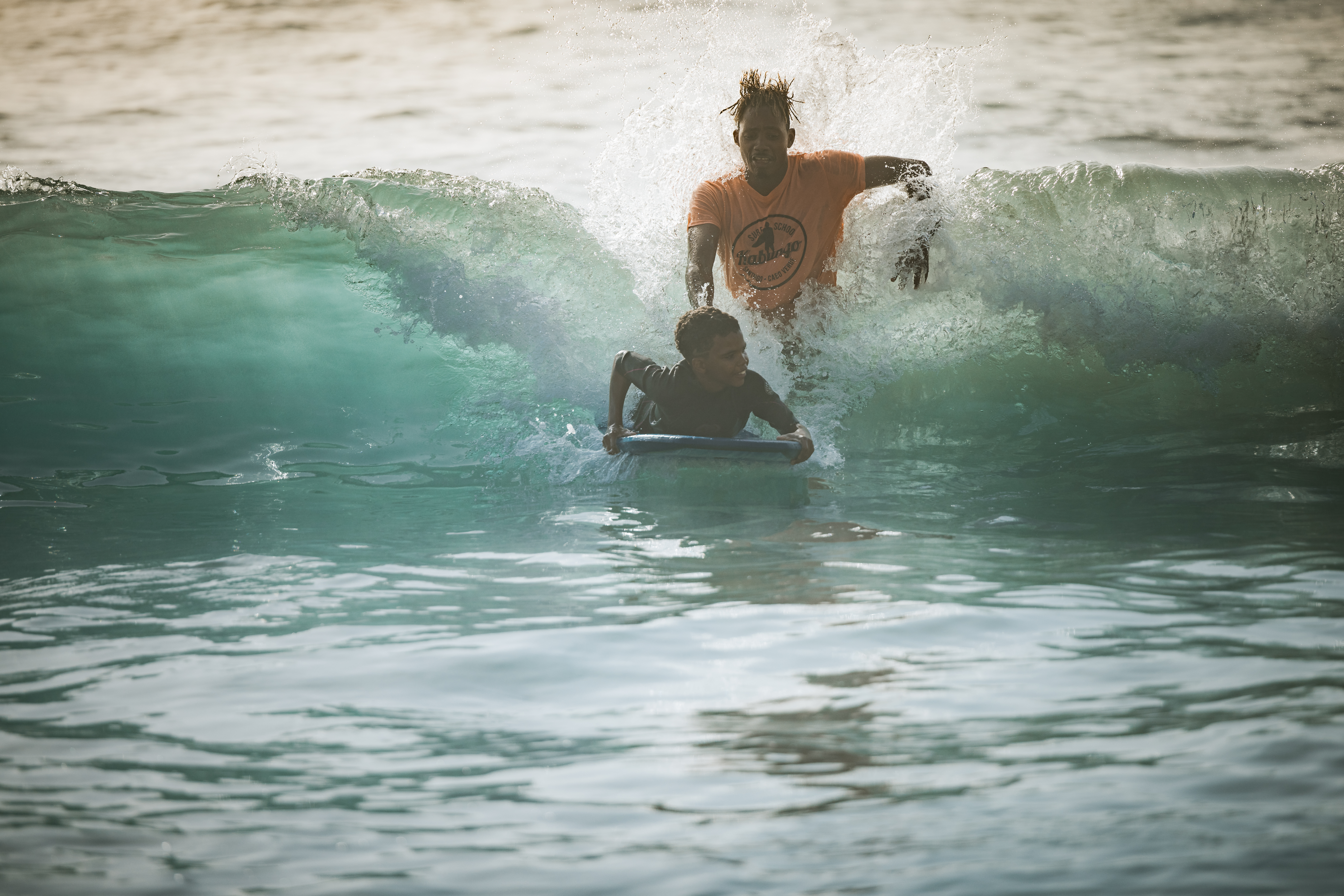 Surf lesson in the water